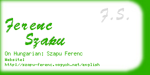 ferenc szapu business card